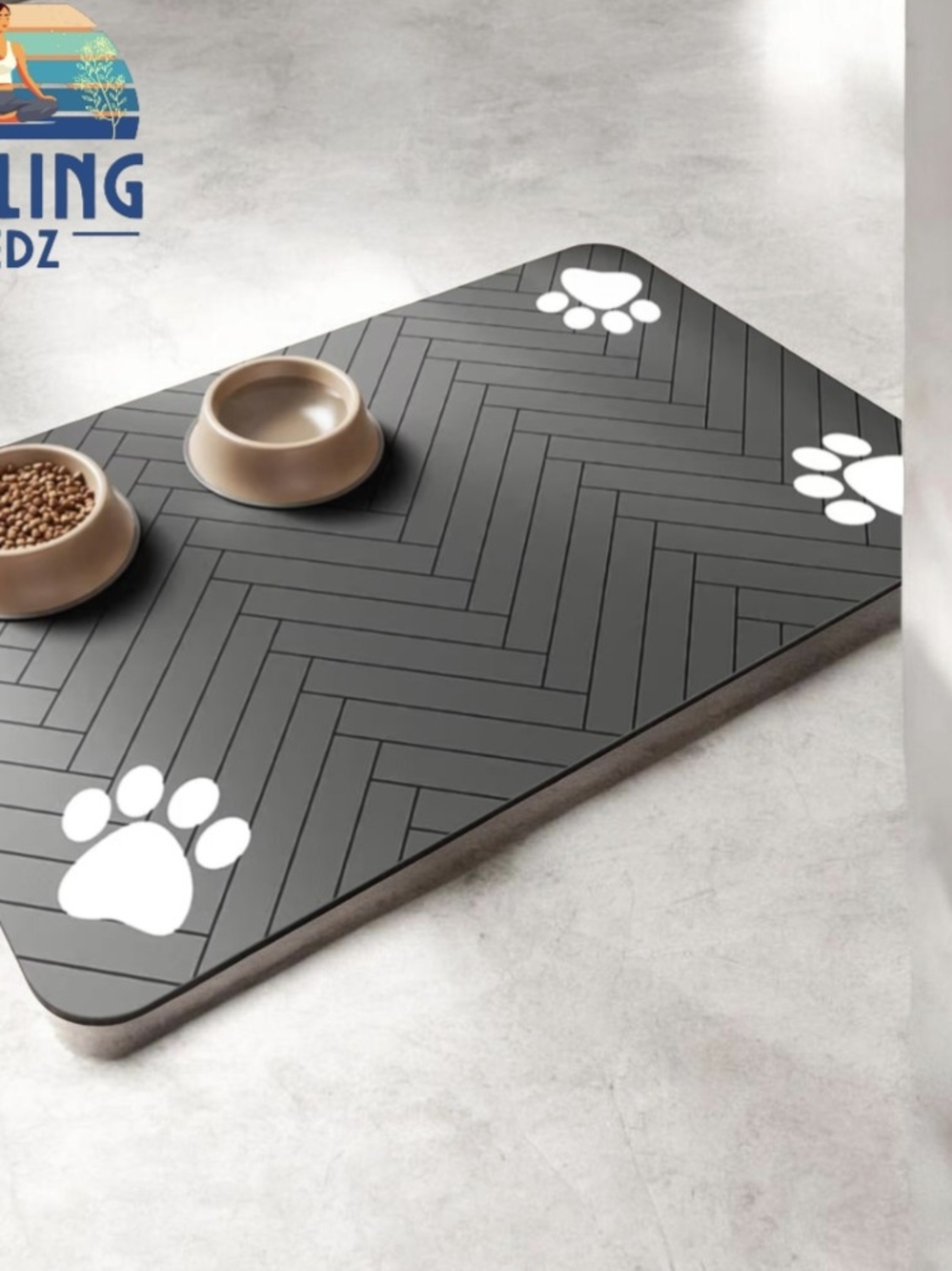 Pets (24"x16", Striped Dark Gray) Dogs & Cats Absorbant Mat